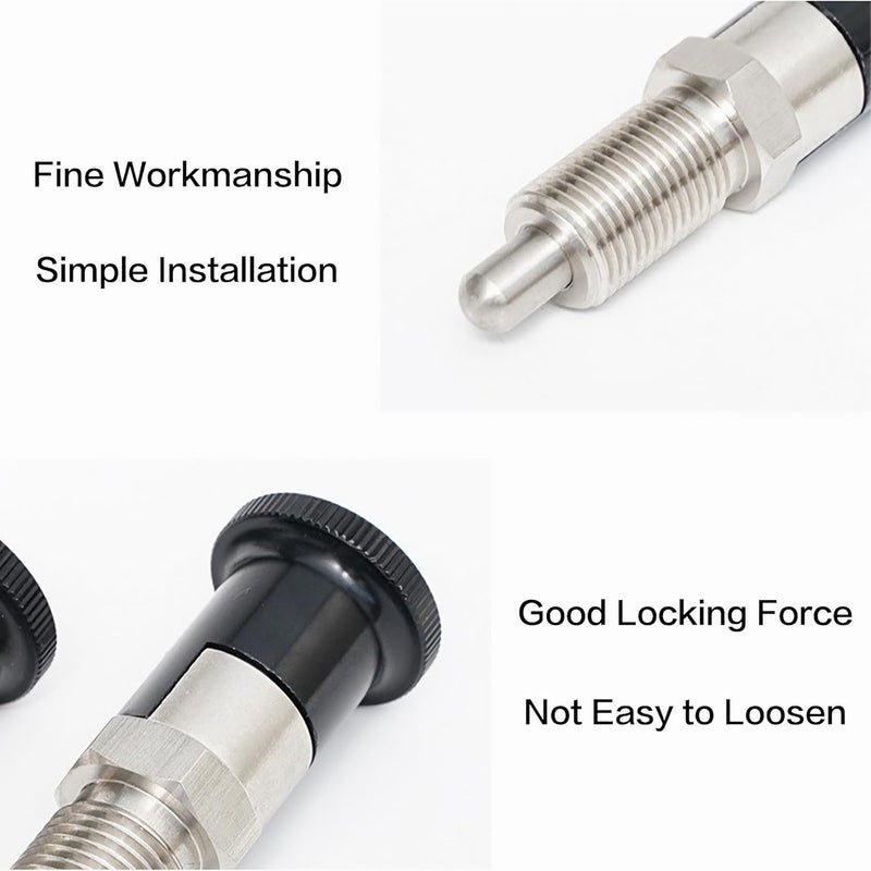 AMUSCHAT Self-Locking Indexing Pin, M8, Stainless Steel & Aluminum Alloy, Spring Loaded Latch Pin, 2 Pack - Image 4